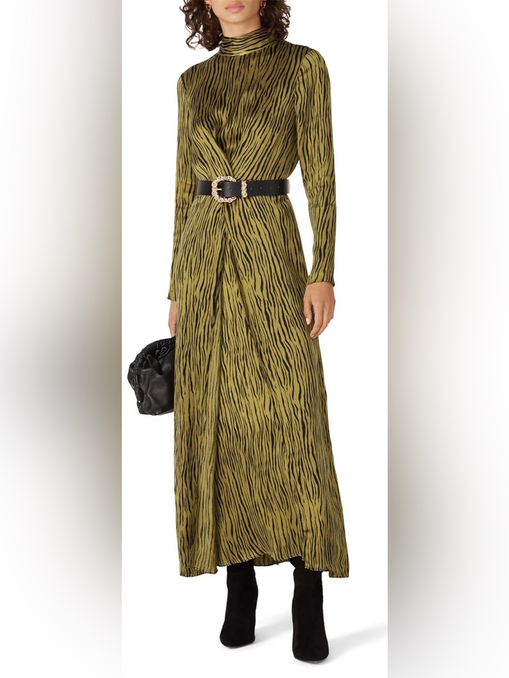 Petersyn Zuma Zebra Print Maxi Dress Olive Green Size S